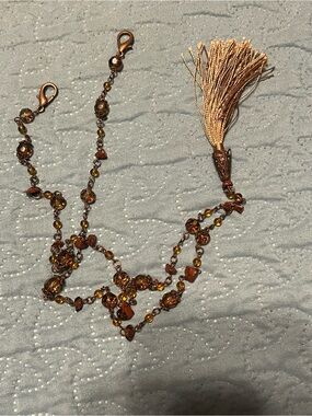 Handcrafted Amber Bead and Copper Chain Necklace